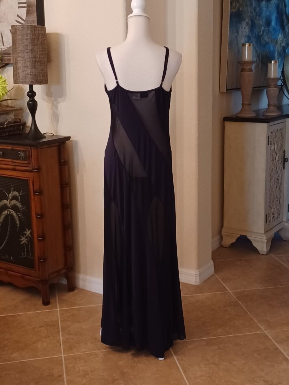 EUC Vintage Frederick's of Hollywood Sheer Spiral Black Nightgown XL - Picture 5 of 9